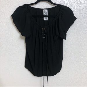 Sadie & Sage Black Over the Shoulder Top